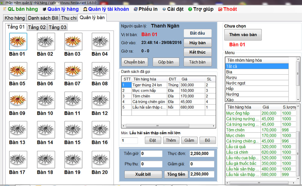 Hướng dẫn sử dụng phần mềm quản lý nhà hàng, chuỗi nhà hàng Vivuvu Restaurant