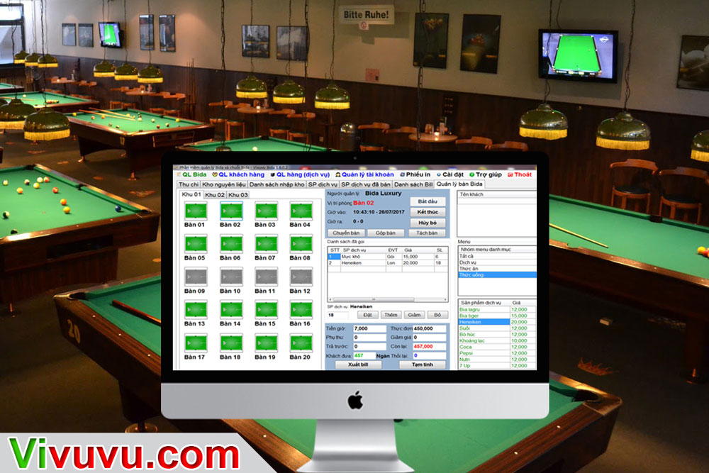 Phần mềm quản lý bida, chuỗi billiards chuyên nghiệp Phần mềm quản lý bida, chuỗi billiards chuyên nghiệp