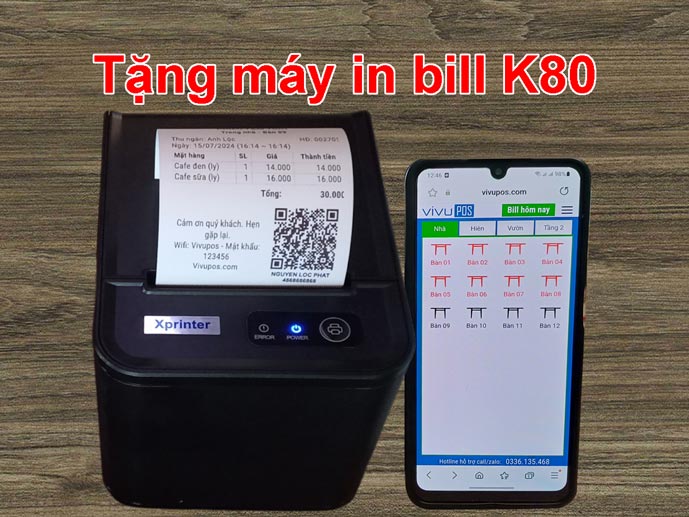 Phần mềm tính tiền in bill cafe trên điện thoại Phần mềm tính tiền in bill cafe trên điện thoại