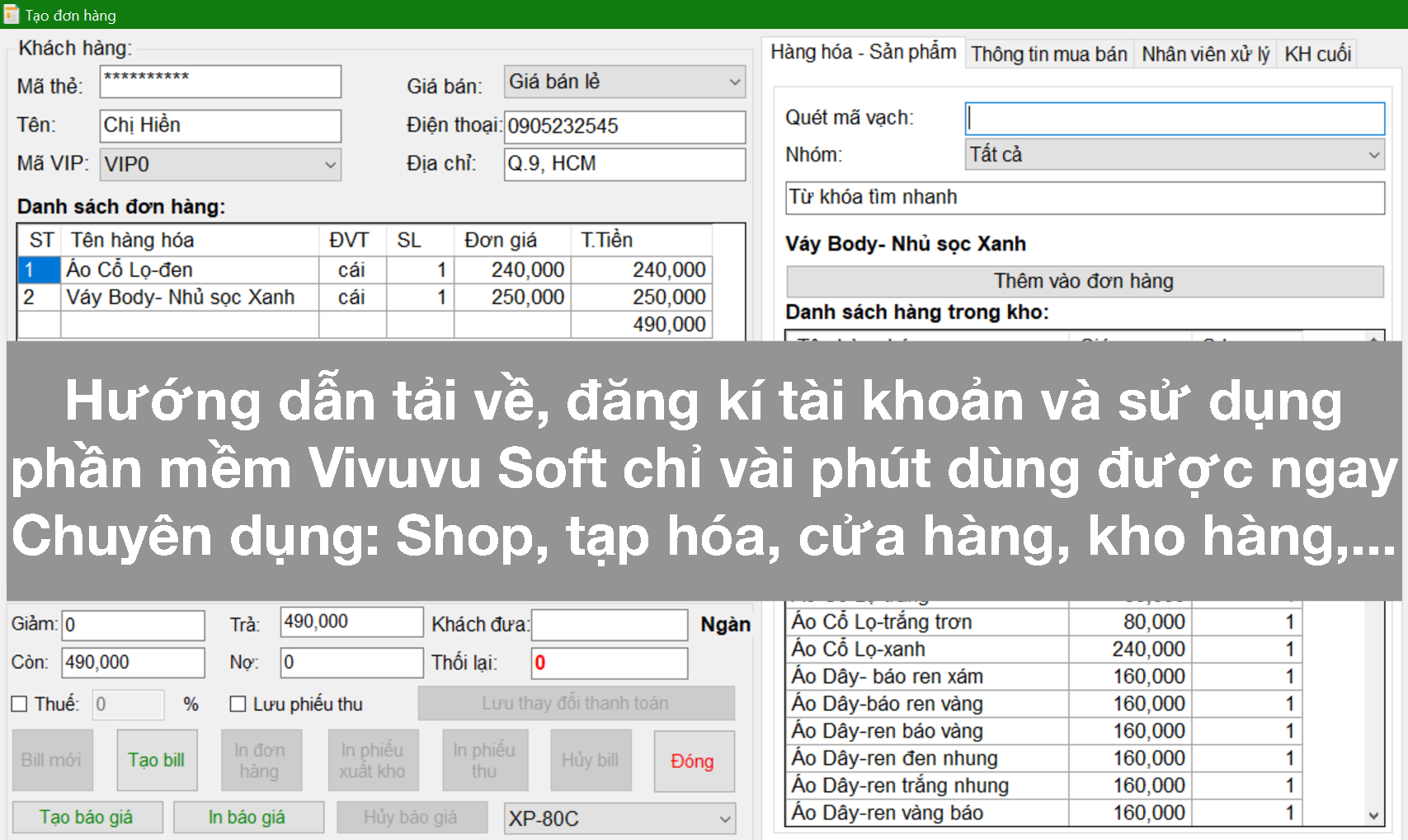 Video hướng dẫn cài đặt sử dụng phần mềm quản lý bán hàng Vivuvu Soft